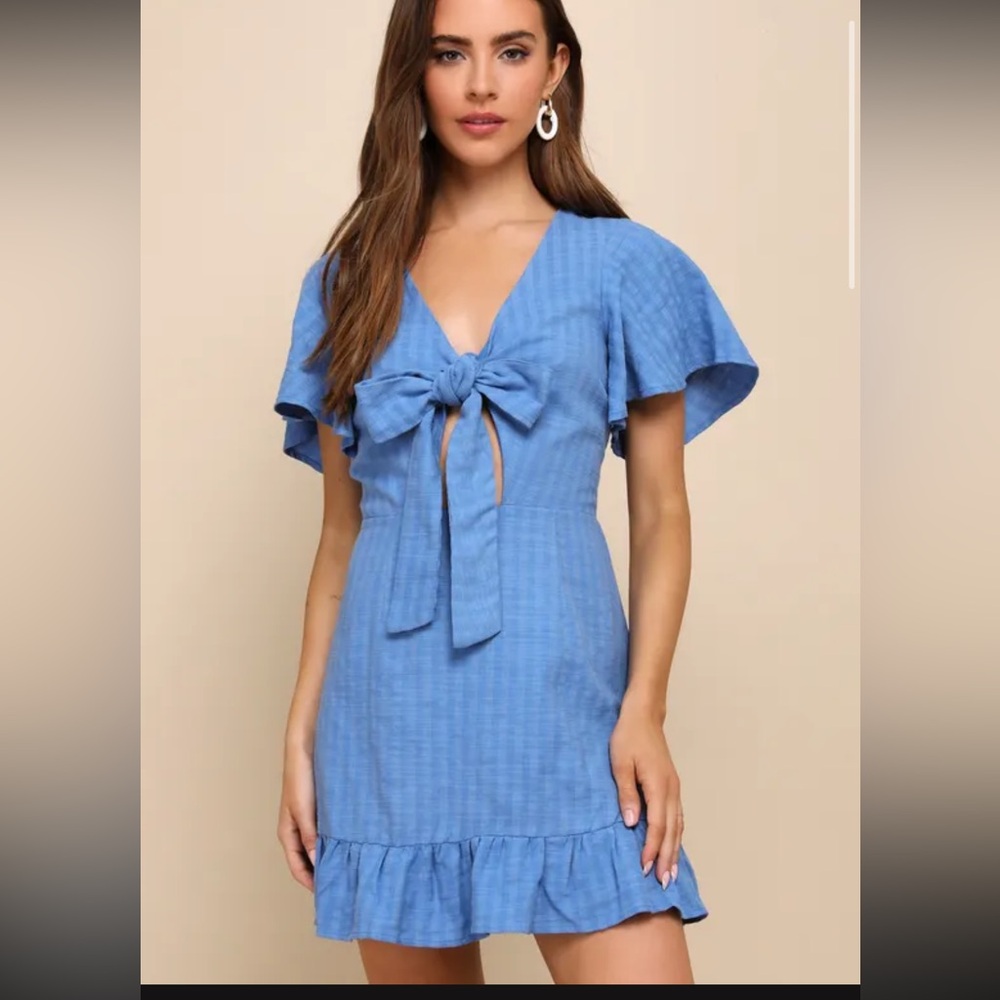 Lulus blue striped bow summer sundress